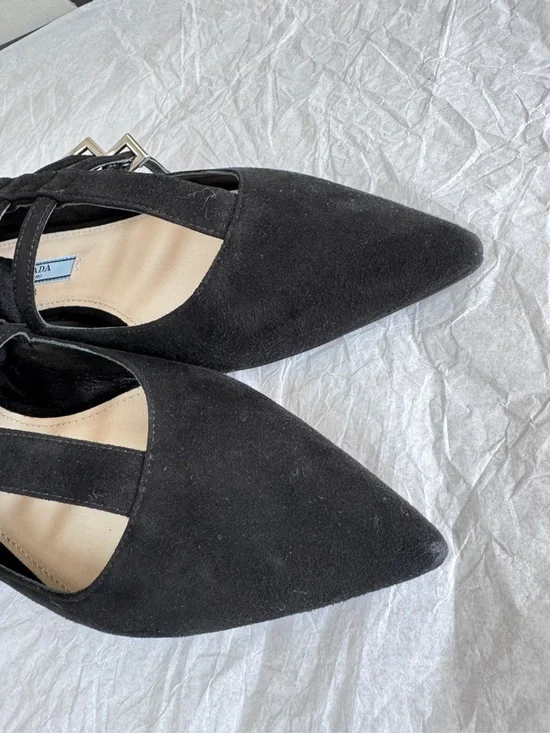 Prada | Suede Pointed Toe Lace-Up Flats Size 6 | Mint Condition | EU36 US6 - Picture 6 of 9